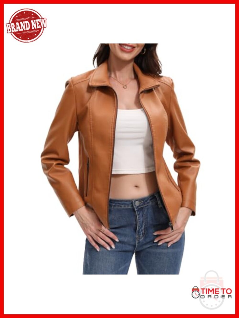 Faux Leather Motorcycle Jacket Zip Up Quilted Going Out Coat